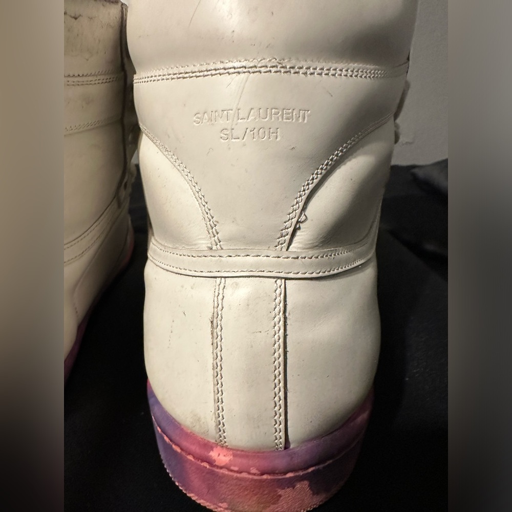 Saint Laurent Paris White Leather Court Classic SL/10H High Top Sneakers 43.5 - Picture 4 of 5